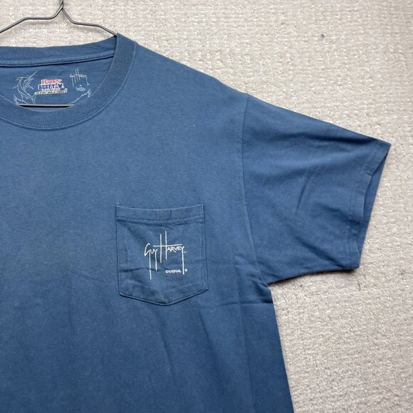 VTG Y2K Guy Harvey Original Fish Graphic T-Shirt Men's L Blue Single Pocket Tee - Picture 14 of 15